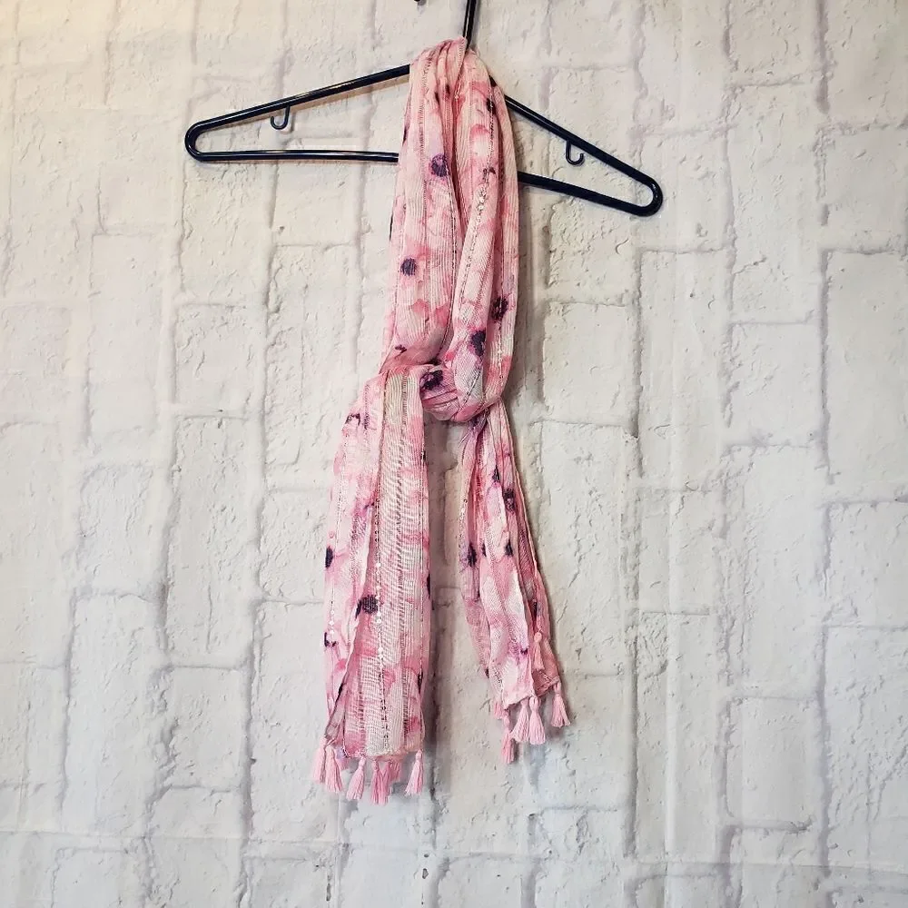 SEQUINED Semi-sheer Floral Scarf